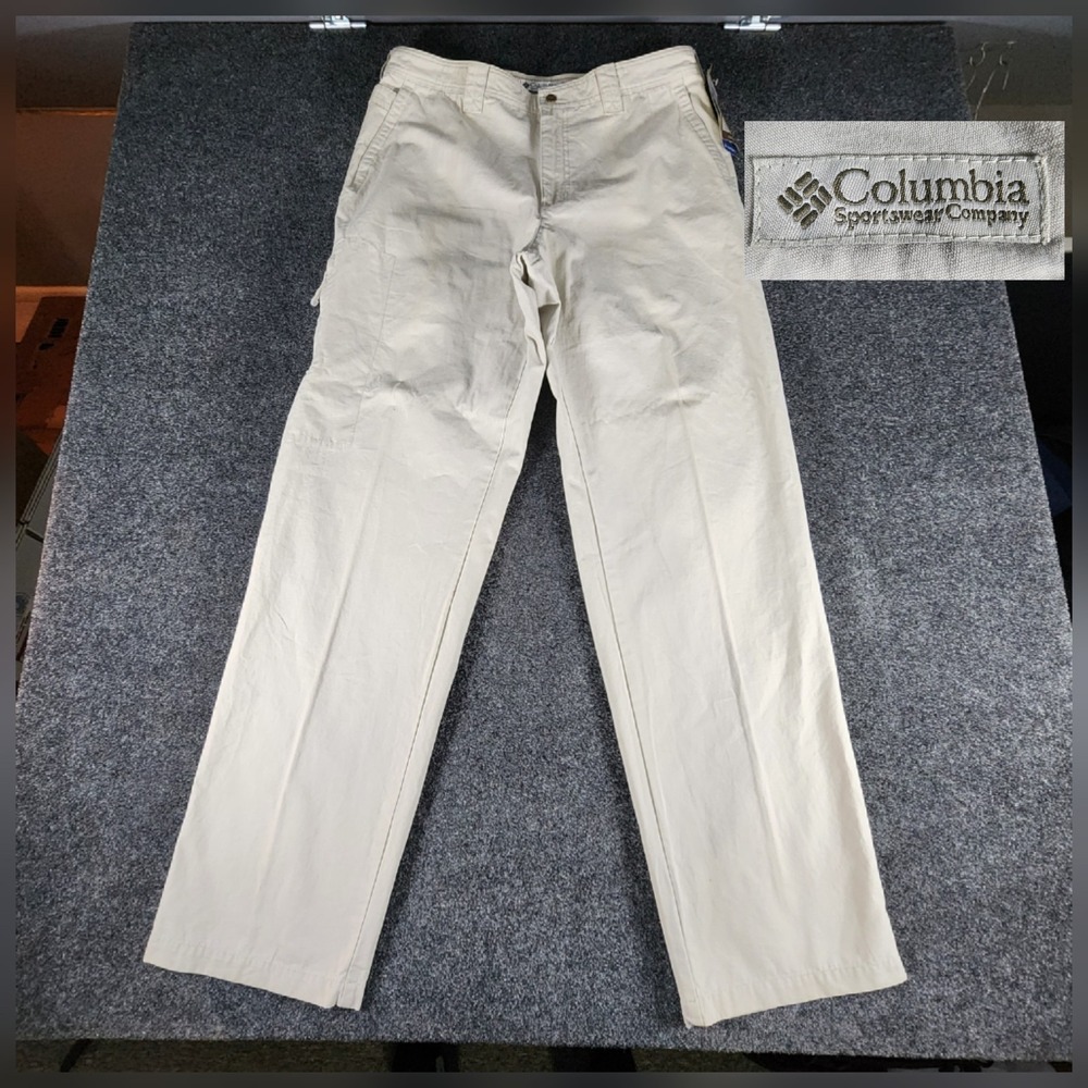 NWT Columbia Men's GPS Chino Pants Beige Hiking Outdoor Straight Leg‎ Size 36×34